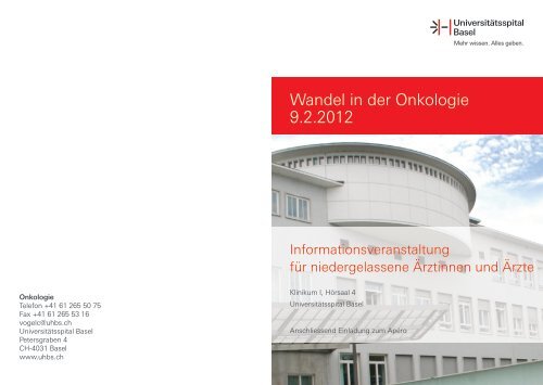 Wandel in der Onkologie 9.2.2012 - Universitätsspital Basel