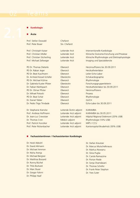 Herzzentrum Jahresbericht 2011 - Universitätsspital Basel