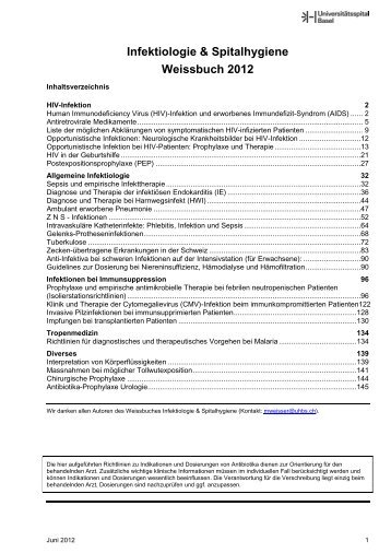 Infektiologie & Spitalhygiene Weissbuch 2012 - Universitätsspital ...