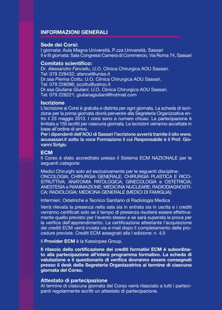 Programma - UniversitÃ  degli Studi di Sassari