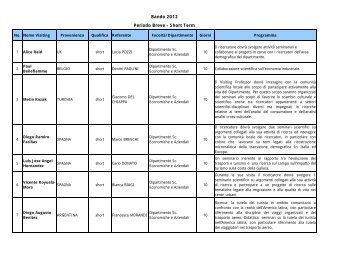 Bando 2012 - UniversitÃ  degli Studi di Sassari