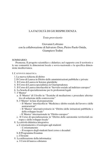 Volume dei Pre-Atti - UniversitÃ  degli Studi di Sassari