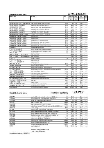 STILLEMANS - UNISTIL BOHEMIA sro