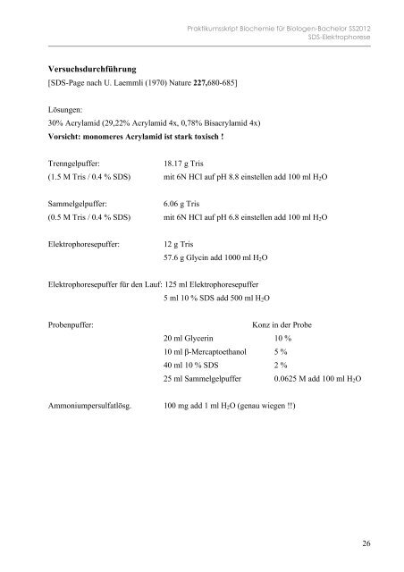 Biochemie Praktikum I