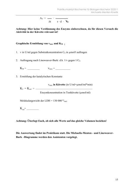 Biochemie Praktikum I