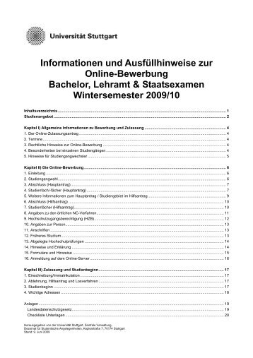 Informationen und AusfÃ¼llhinweise zur Online-Bewerbung Bachelor ...