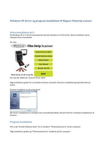 Windows XP driver og program installation til Mygear ... - Unisupport