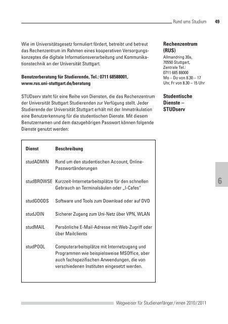 wegweiser 2010-2011 - UniversitÃ¤t Stuttgart