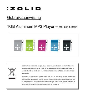 Gebruiksaanwijzing 1GB Aluminum MP3 Player – Met ... - Unisupport