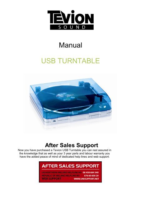 Manual USB TURNTABLE - Unisupport