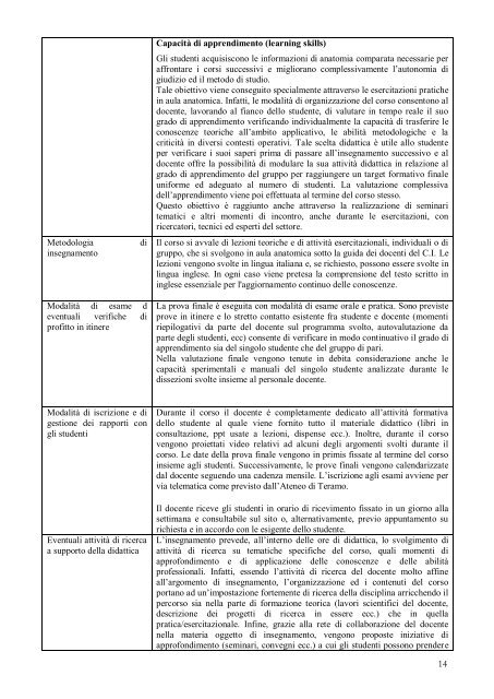 Schede insegnamenti - Università degli Studi di Teramo