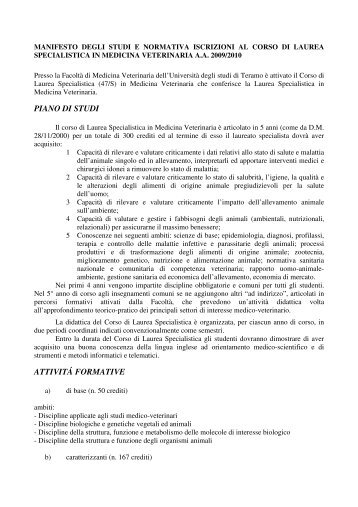 Manifesto degli Studi (51 KB) - Università degli Studi di Teramo