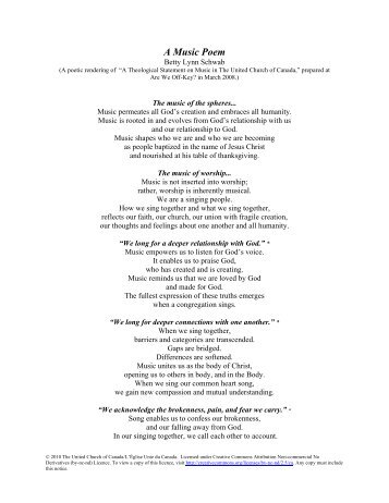 A Music Poem - The United Church of Canada