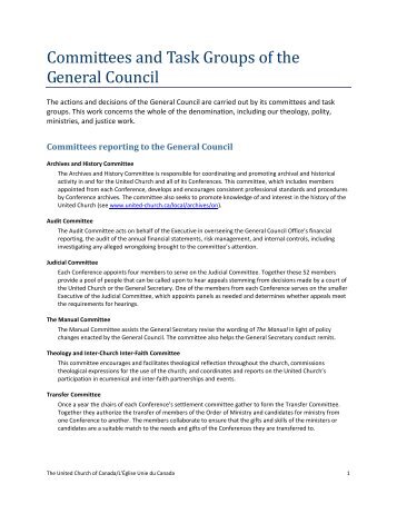 Committees and Task Groups of the General Council - The United ...