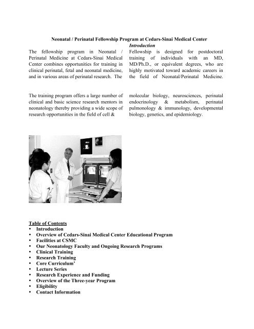 Neonatal / Perinatal Fellowship Program at Cedars-Sinai Medical ...