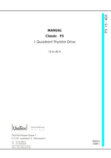 MANUAL Classic P3 1 Quadrant Thyristor Drive - UNITEK Industrie ...