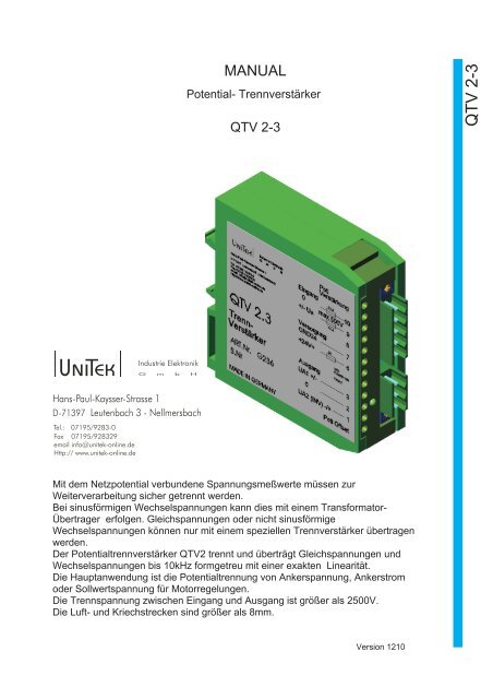 MANUAL - UNITEK Industrie Elektronik GmbH