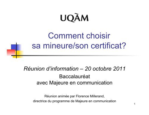 Comment Choisir Sa Mineure Son Certificat Uqam