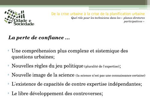 De la crise urbaine Ã  la crise de la planification urbaine