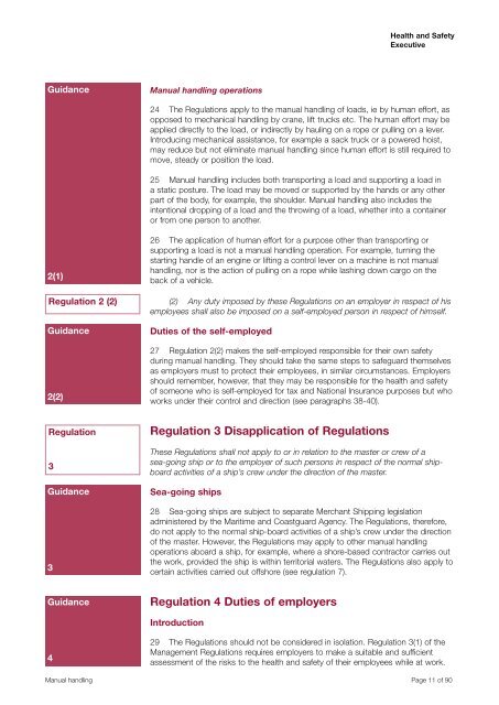 Manual Handling Manual Handling Operations Regulations 1992 ...