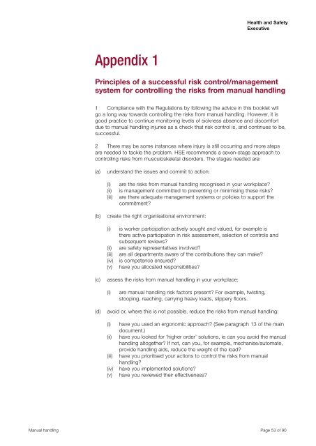 Manual Handling Manual Handling Operations Regulations 1992 ...