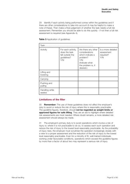 Manual Handling Manual Handling Operations Regulations 1992 ...