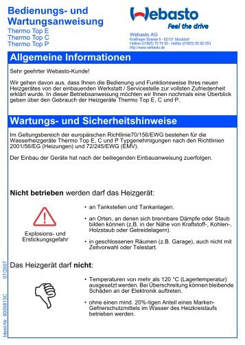 Allgemeine Informationen Wartungs- und Sicherheitshinweise ...