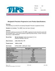 Navigator® Precision Progressive Lens Product Specifications ...