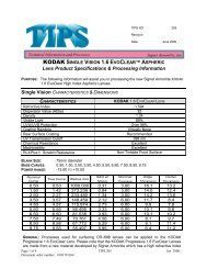 Lens Product Specifications & Processing Information