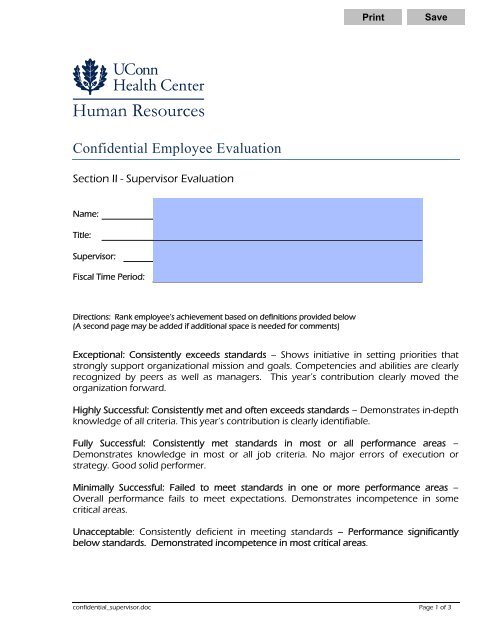 Confidential Employee Evaluation