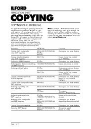 Ilford Temperature Compensation Chart