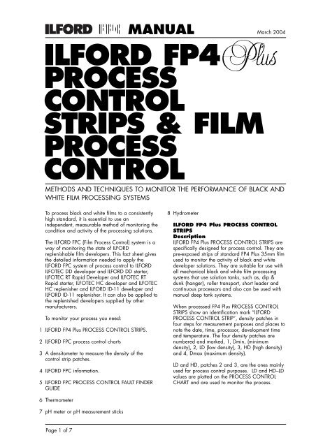 Film Processing Chart