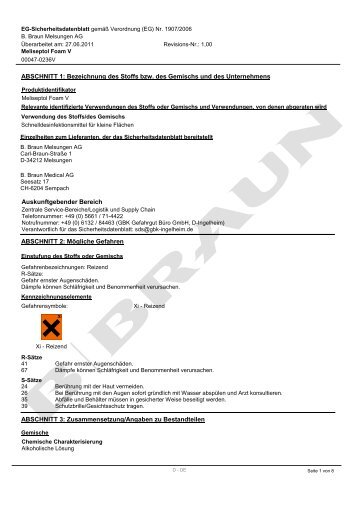 EG-Sicherheitsdatenblatt Meliseptol Foam V - HENRY SCHEIN VET