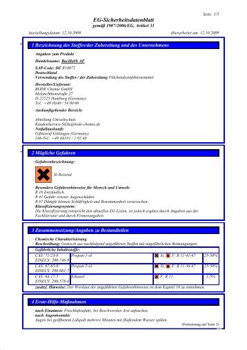 EG-Sicherheitsdatenblatt - BACILLOL AF - HENRY SCHEIN VET