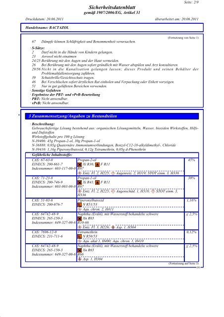 Sicherheitsdatenblatt Bactazol - HENRY SCHEIN VET