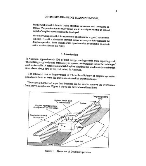 Pacific Coal provided data for typical operating parameters used in ...