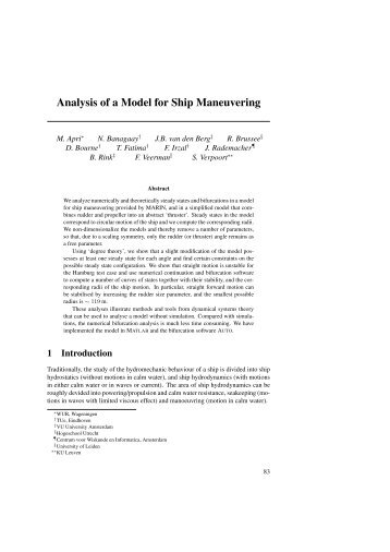 Analysis of a Model for Ship Maneuvering - Mathematics in Industry