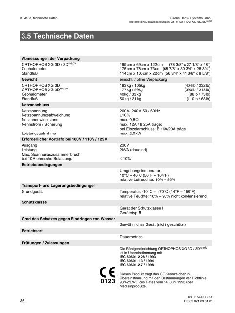 ORTHOPHOS XG 3D / Ceph ORTHOPHOS XG 3D ... - 3d-roentgen.ch