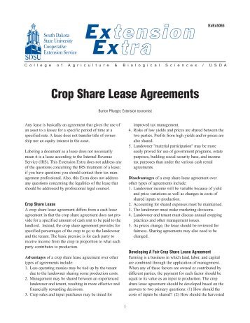 Crop Share Lease Agreements - National Ag Risk Education Library