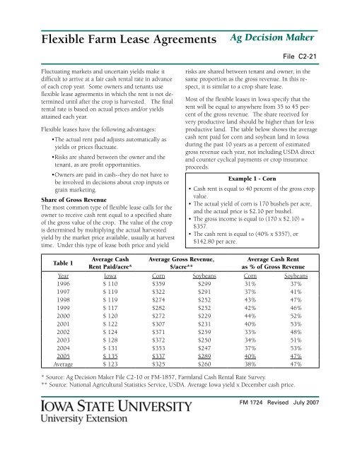 Flexible Farm Lease Agreements - National Ag Risk Education Library