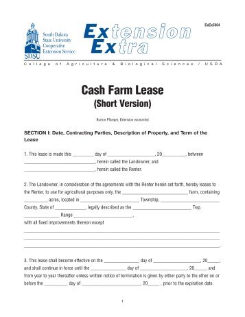 Cash Farm Lease - National Ag Risk Education Library