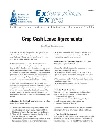 Crop Cash Lease Agreements - National Ag Risk Education Library