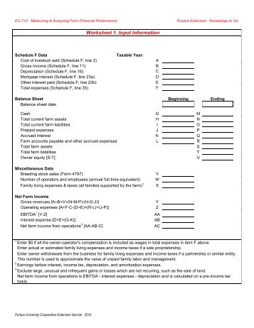 Worksheet 1. Input Information