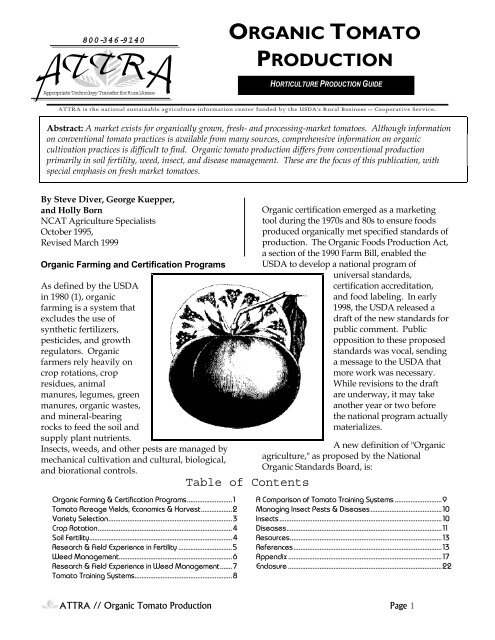 Organic Tomato Production - National Ag Risk Education Library