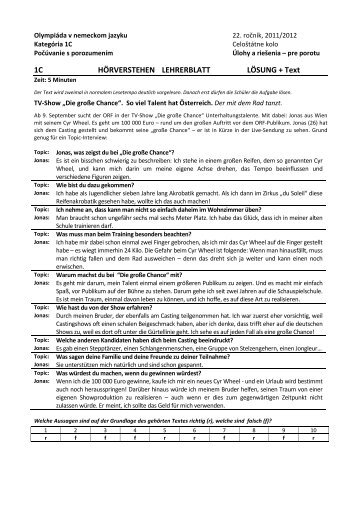 1C HÖRVERSTEHEN LEHRERBLATT LÖSUNG + Text - Iuventa