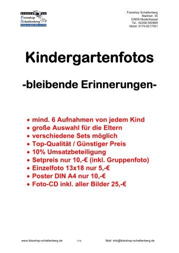 Kindergartenfotos - Fotoshop Schallenberg