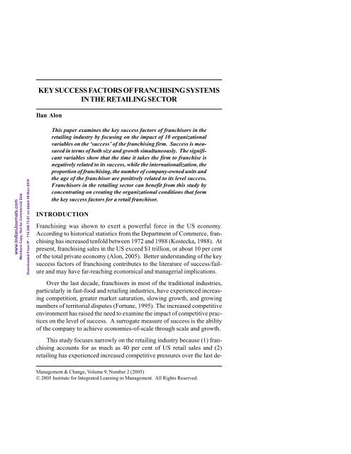 Key Success Factors of Franchising Systems In the ... - Mimts.org