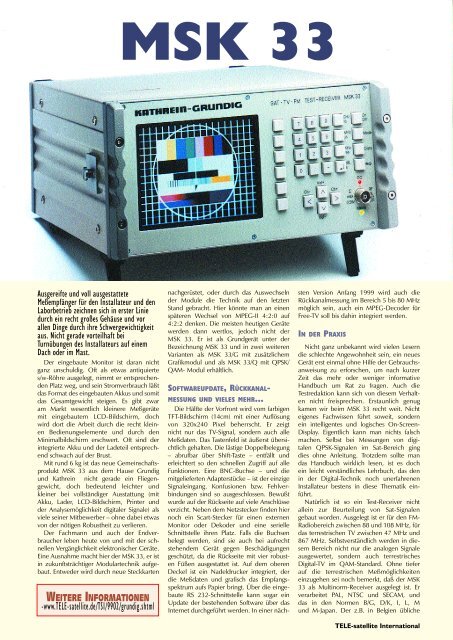 Bestellen Sie diesen Satelliten- Newsletter! - TELE-satellite ...