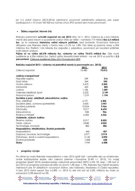 RakÃºsko - Ministerstvo zahraniÄnÃ½ch vecÃ­ SR