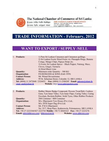 TRADE INFORMATION - February, 2012